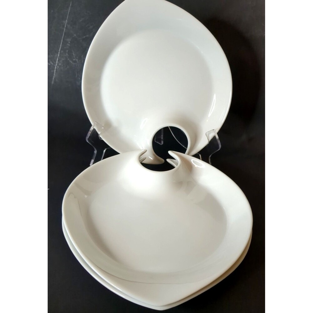 Royal Doulton Unique Oval Tapas 9" Tapas Plates with Wine Glass Holder Set of 3